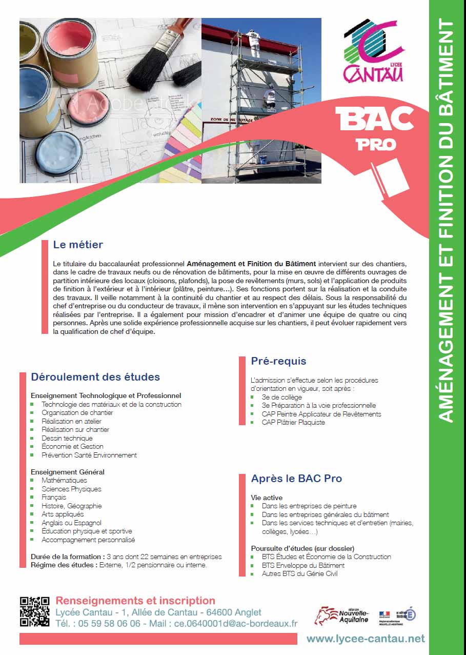 BAC PRO Aménagements Et Finitions Du Bâtiment